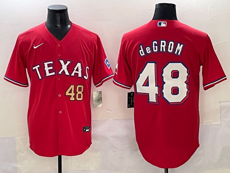 Men 2025 Texas Rangers 48 Degrom Red Game Nike MLB Jersey style 7